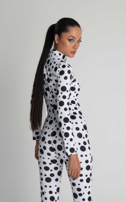Funky Black and White Polkadot Sexy Bodysuit for Women