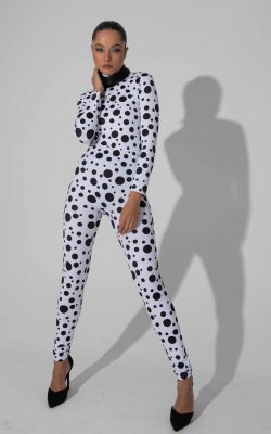 Funky Black and White Polkadot Sexy Bodysuit for Women