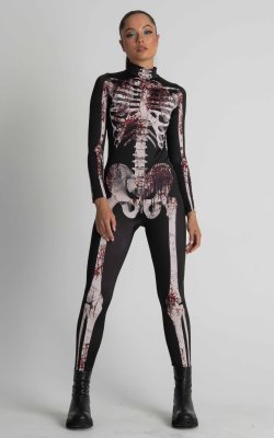 Bloody Skeleton Halloween Costume Women, Get Your Spooky Vibes with This Halloween full Body Suit