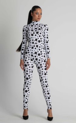 Funky Black and White Polkadot Sexy Bodysuit for Women