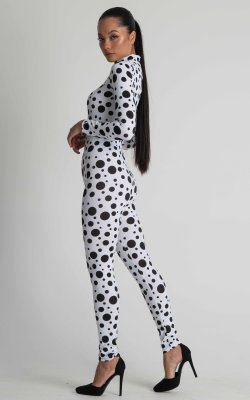 Funky Black and White Polkadot Sexy Bodysuit for Women
