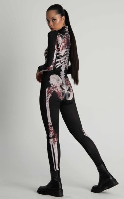 Bloody Skeleton Halloween Costume Women, Get Your Spooky Vibes with This Halloween full Body Suit