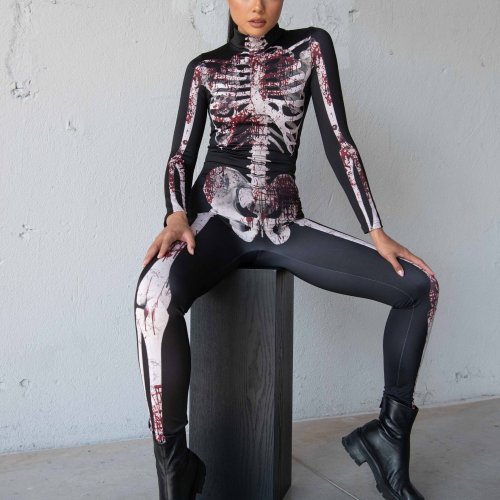 Bloody Skeleton Halloween Costume Women, Get Your Spooky Vibes with This Halloween full Body Suit